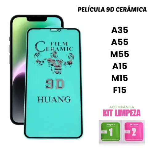 Película 9D Cerâmica para Samsung A35 A55 M55 A15 M15 F15