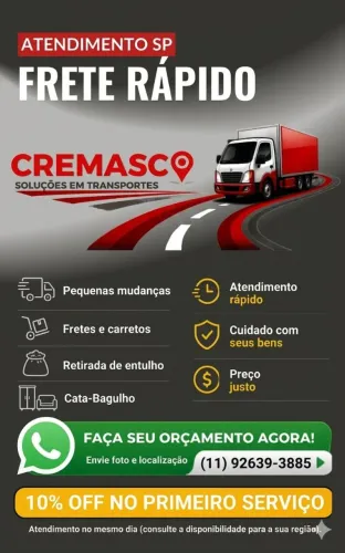 Frete, mudança, carreto, entulho, cata bagulho, caçamba 