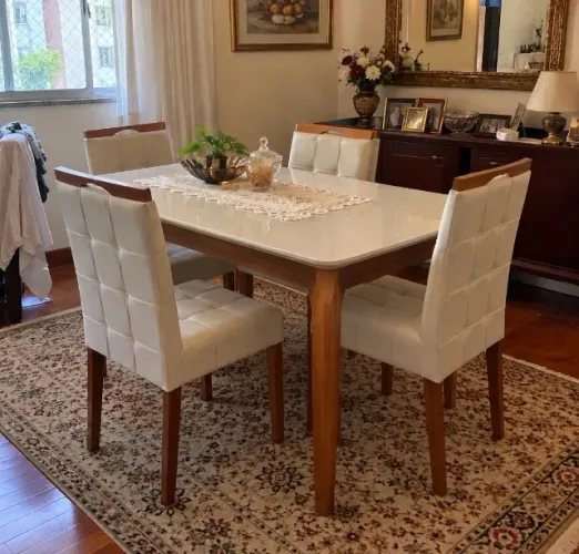 Mesa de Jantar Tampo de Vidro Com 4 Cadeiras (Entrega Imediata Produto Novo)