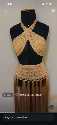 Conjunto e vestido de crochê 