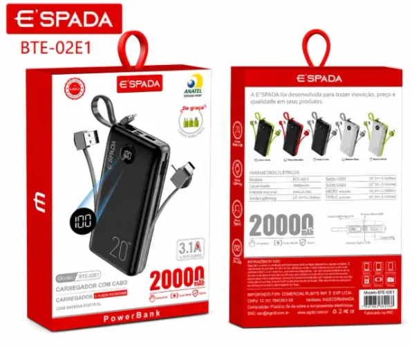 Power Bank E'SPADA 20000mAh