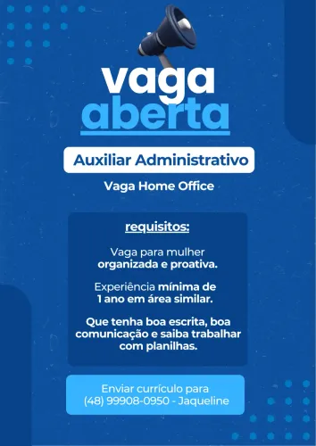 Vaga para Auxiliar Administrativo 