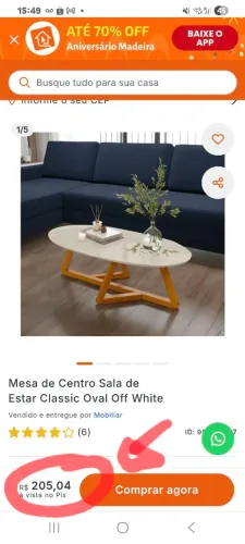 Mesa de centro Madeira Madeira