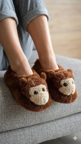 pantufa em forma de macaco - tamanho 36