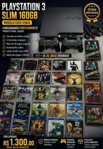 PLAYSTATION 3 SLIM COMPLETO