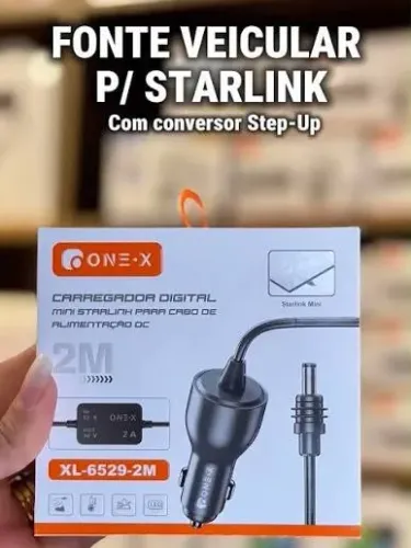 Cabo Starlink mini para carros veicular - novo lacrado com conversor 30v