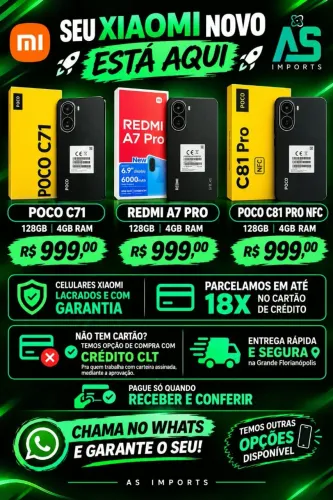 Xiaomi Novos Lacrados - Parcelamos em até 18X