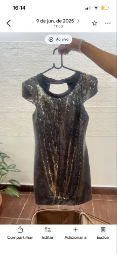 Vestido chumbo em paetê