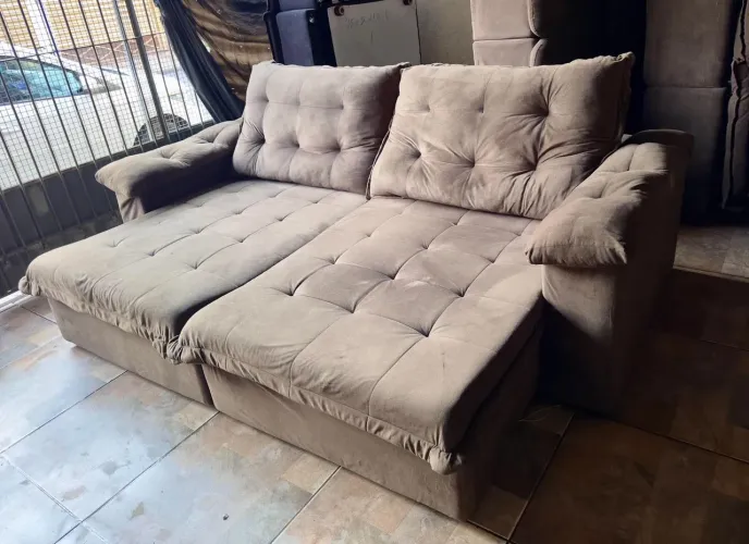 Sofá Retrátil e Reclinável Semi Novo<br>2.50 mts / Super Confortável ?