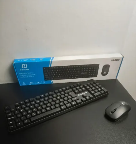 KIT TECLADO E MOUSE SEM FIO HQ 1633 HAOQING - NOVO 