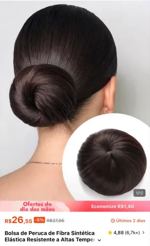 Aplique cabelo coque castanho escuro 