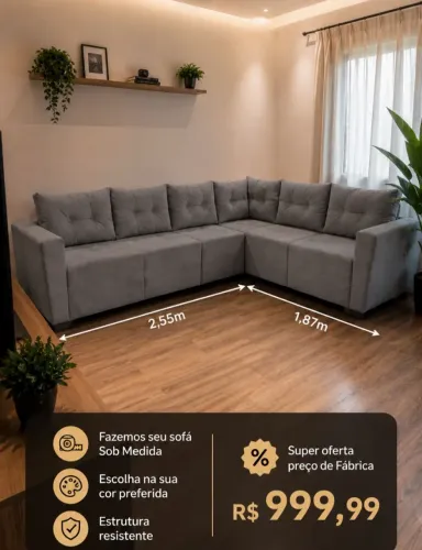 SOFÁ de canto GRANDE, em tecido, super OFERTA R$ 999,99