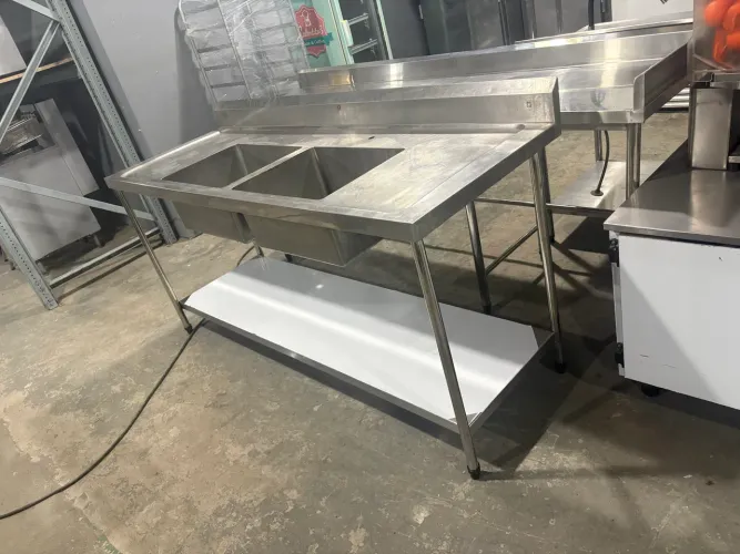 Pia Industrial Inox 2 Cubas 1,90x0,70 (Aceito Cartão)
