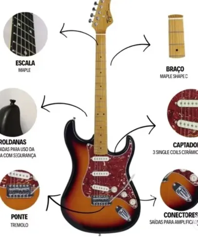 GUITARRA TAGIMA STRATOCASTER TG-530 ACESSÓRIOS E FRETE GRÁTIS
