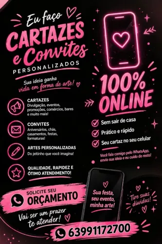 Faço cartazes e convites personalizados-Arte na hora- A partir de 10