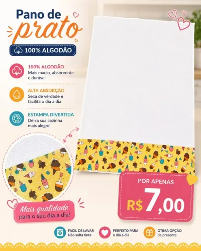 Pano de prato 100% algodão