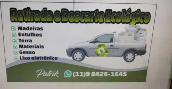 Trabalhamos com retirada de entulho e carreto pela região da zona sul