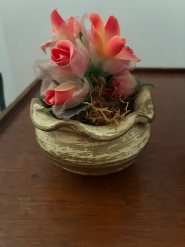 Vaso de flores artificiais arranjo floral + brinde