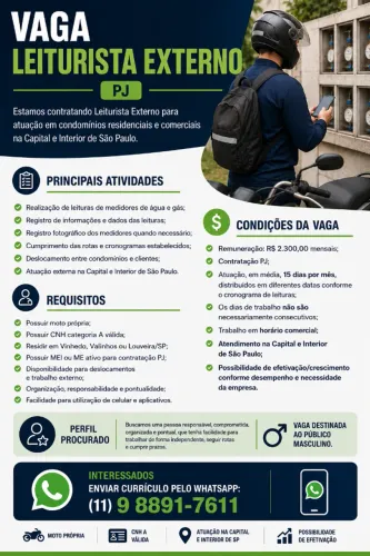 Vaga para leiturista externo