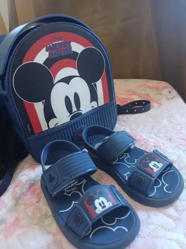 Mochila e sandália do Mickey infantil sandália tamanho 22