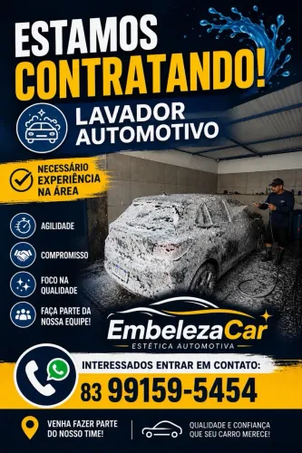 Vaga de emprego em lavajato, carteira assinada. 