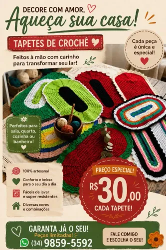 Tapetes de croché, feito a mão com muito amor 