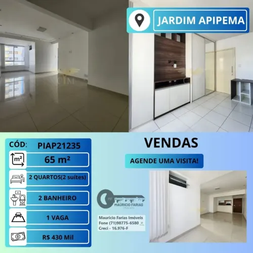 APARTAMENTO 2 QUARTOS (2 SUÍTES) NO JARDIM APIPEMA
