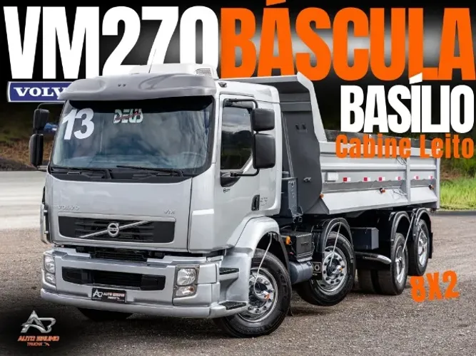 Volvo VM270 2013 6x2 Bitruck - Caçamba Báscula Basílio 13m³ + Câmbio Eaton + Inclinômetro