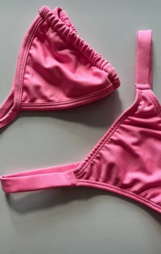 Biquíni Feminino Rosa Duas Peças Cortininha Verão.