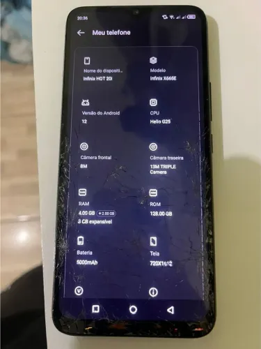 Infinix hot 20i 128gb e 6 de ram 