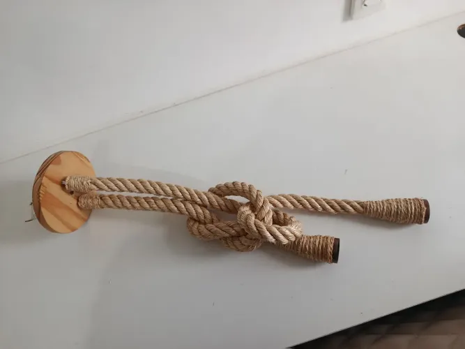 Luminária Pendente Rústica de Corda e Madeira - Artesanal