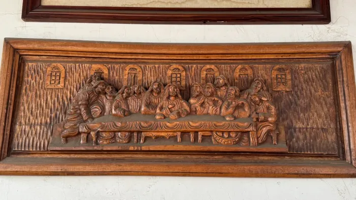 Quadro escultura antiguidade santa ceia