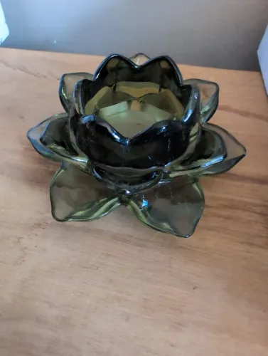 Castiçal, porta vela vidro de flor de lótus 