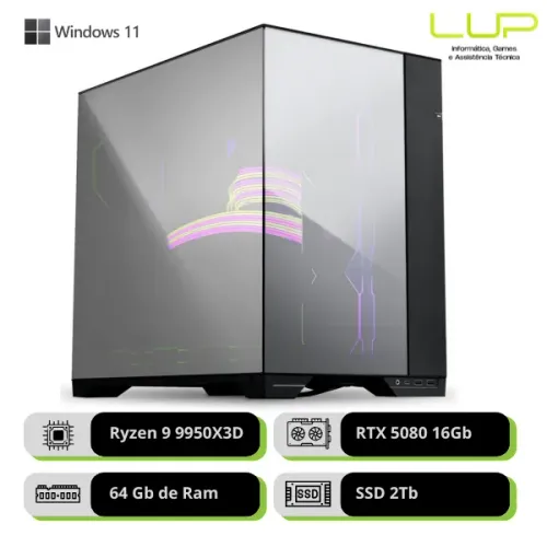(LOJA FÍSICA) Pc Gamer High-end Ryzen 9 9950X3D + Rtx 5080 / 64gb de ram - Produto novo