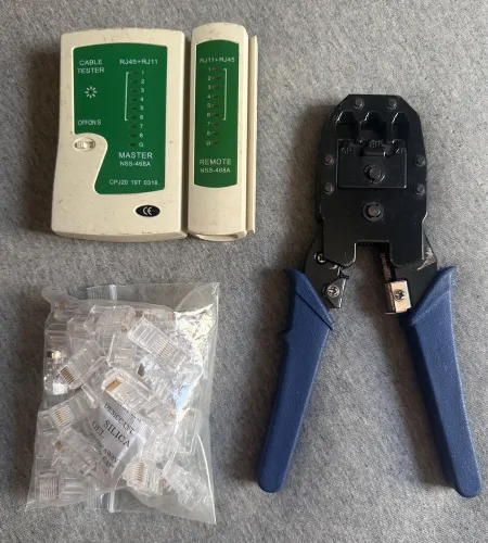 Kit alicate crimpar rj45 + teste com pontas.