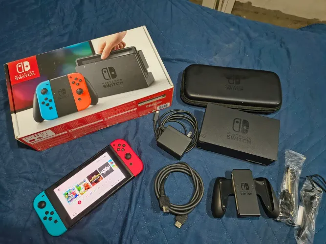 Nintendo Switch v1 CIB 128GB D-E-S-B-L-O-Q-U-E-A-D-O Leia a descrição