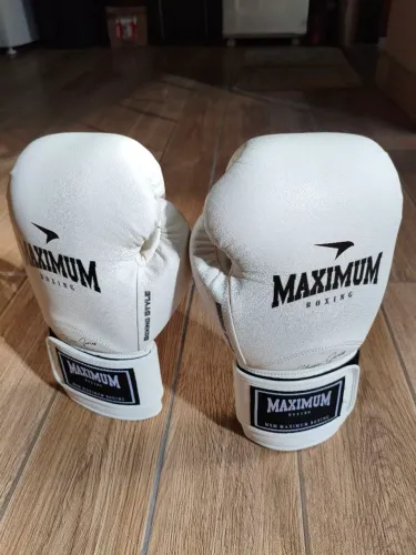 Luva Máximum Classic White Muay Thai, Boxe e kickboxing, várias tamanhos