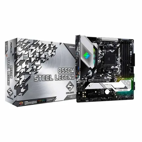 Placa-Mãe ASRock B550M Steel Legend, AMD AM4, Micro ATX, DDR4, Preto - 90-MXBCU0-A0UAYZ