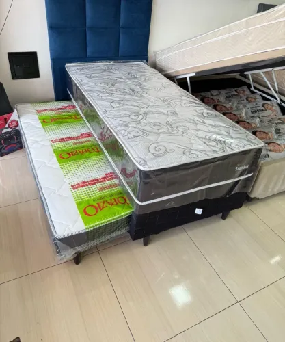 Cama box Com Auxiliar Base + Colchão Molas Ensacadas 88x188 Pronta Entrega