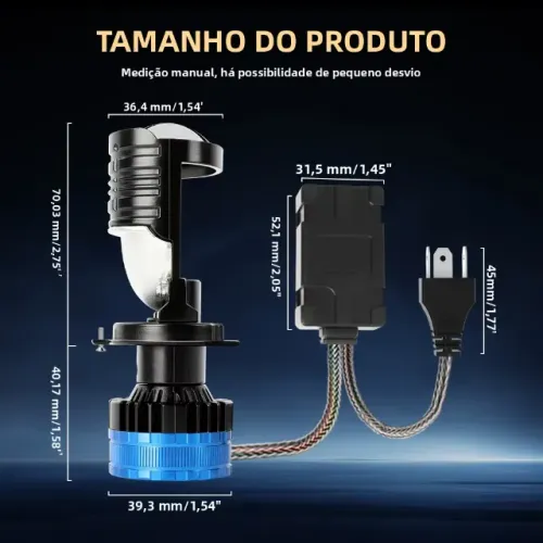 Lampada LED projetor H4 Moto ou carro 50.000Lms