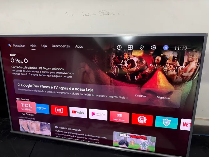 Tv led TCL Smartv 50 4k Wi-Fi Bluetooth playstore Android YouTube Netflix sem detalhes