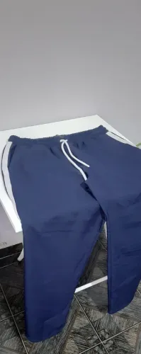 Calça Moletom Azul Marinho G Listra Lateral Masculina Feminina