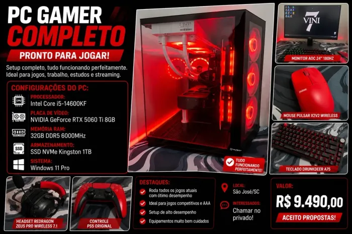 Pc gamer setup completo! (Aceito oferta MacBook)