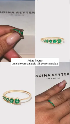 Adina Reyter, Anel de ouro amarelo 14k com esmeralda, novo.