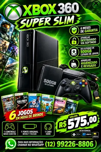 Xbox 360 Super Slim + 6 meses de Garantia
