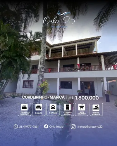 CORDEIRINHO, ORLA 23 IMOBILIÁRIA VENDE! Mansão em Maricá