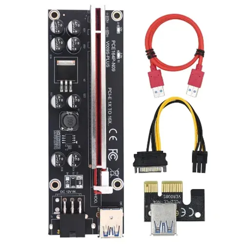 Cabo Riser Ver 009s conectores USB banhado a ouro extensor de GPU para mineração 1X para 1