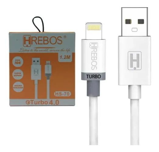 Cabo Carregador Turbo Hrebos iPhone Lightning USB 1.2m