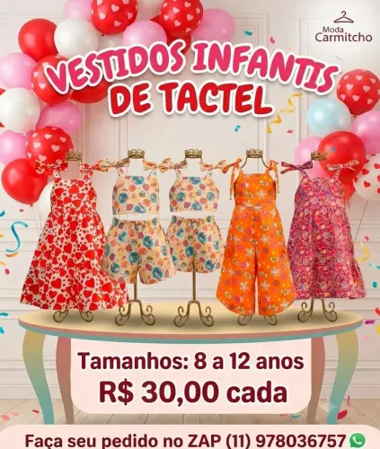 Vestido infantil de 8 a 12 anos 