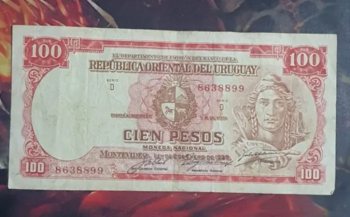 Nota de 100 Pesos - Uruguai - Colecionador Rara Valor Histórico